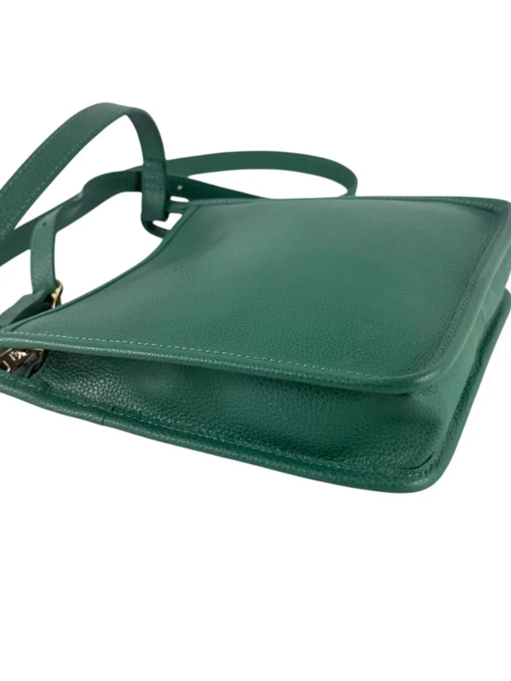 LONGCHAMP Le Foulonne Teal Leather Small Crossbody Shoulder Bag Made in France